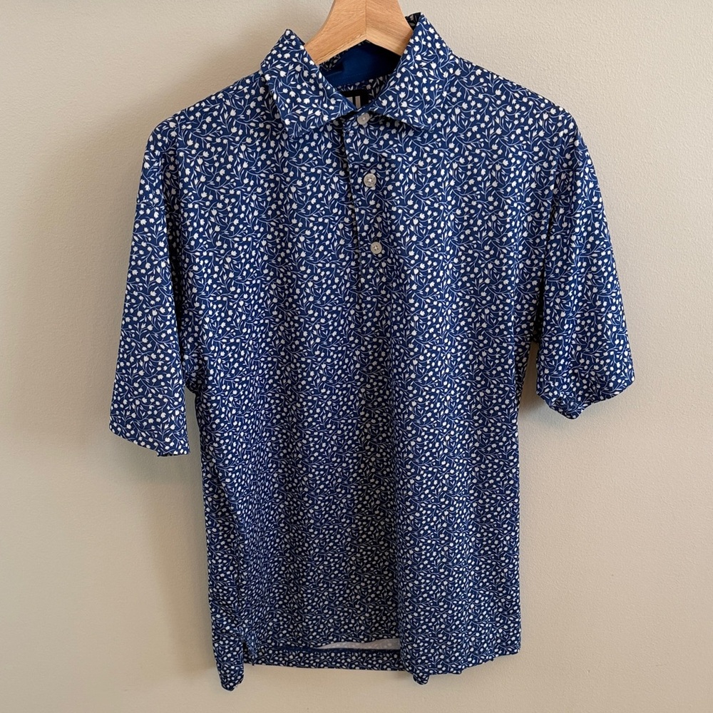 Titleist Blue and White Patterned Polo Shirt